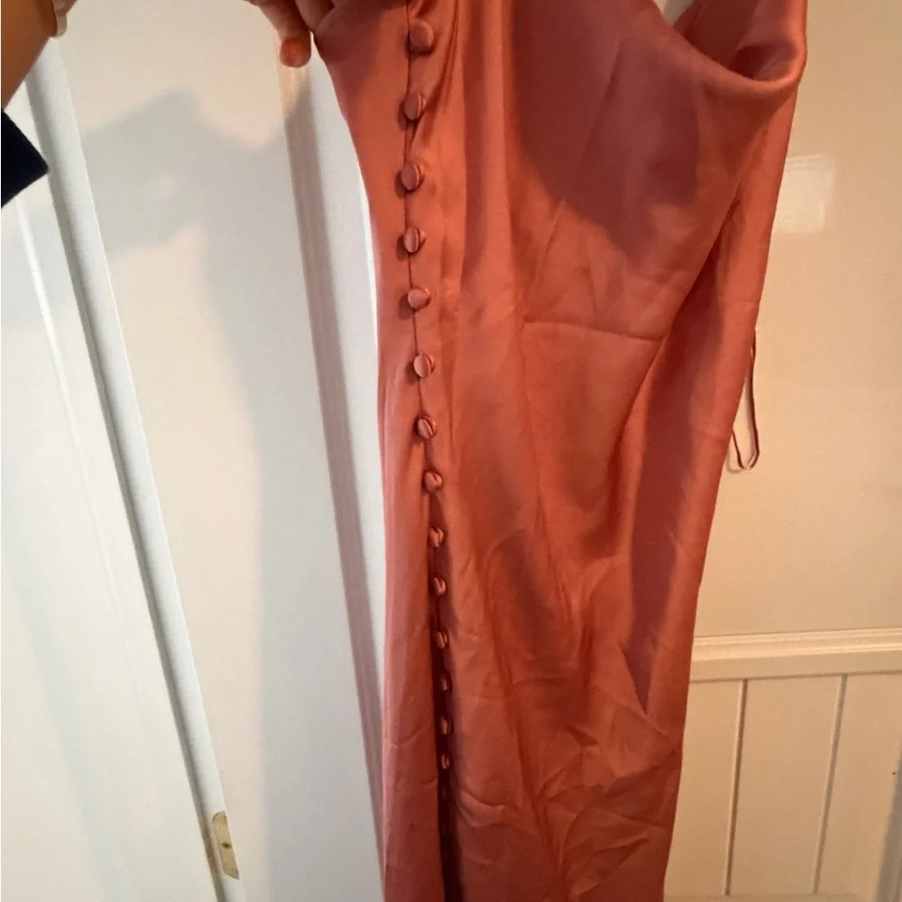 ZARA LIKE NEW Satin Button Cowl neck Midi Dress - Picture 5 of 8